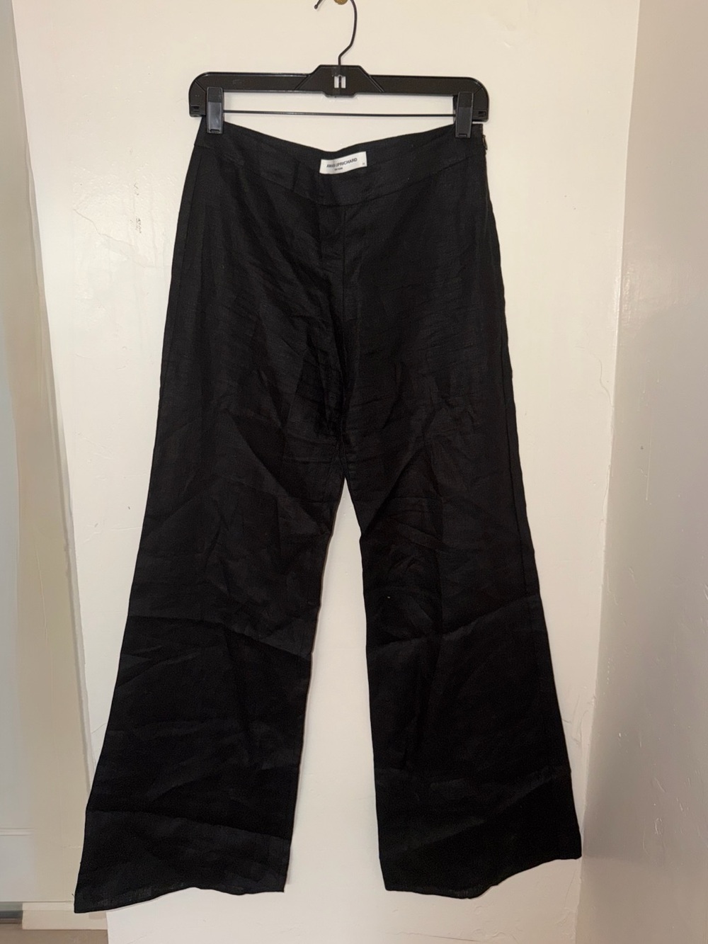 Amanda Uprichard X Revolve 100% Linen Black Wide-Leg Trousers